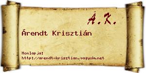 Árendt Krisztián névjegykártya